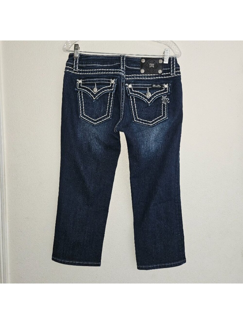 Miss Me Dark Wash Jeans Signature Cuffed Capri Size 30